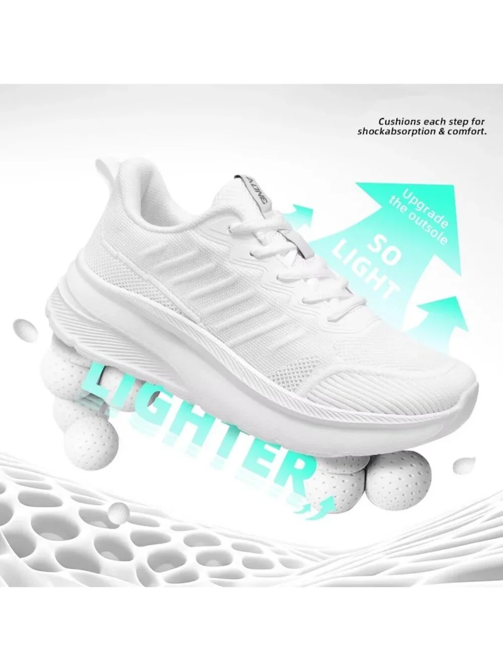 Men's White Wide Walking Shoes Soft Sole Non Slip Running Comfortable Tennis